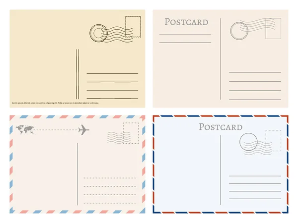 Vintage paper postal cards. Greetings from postcard vector template