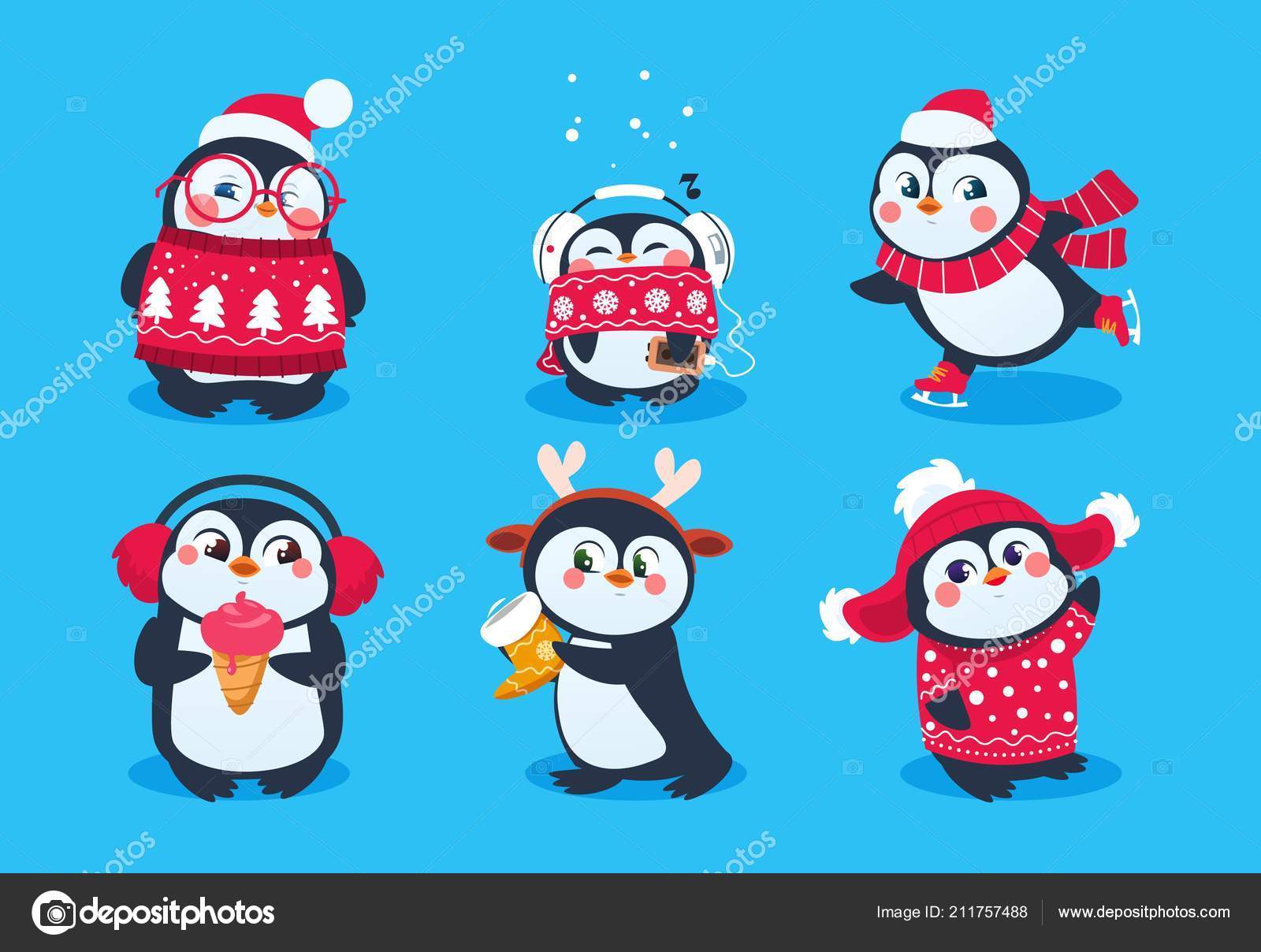 Cute Baby Snow Animals Christmas Penguin Funny Snow Animals