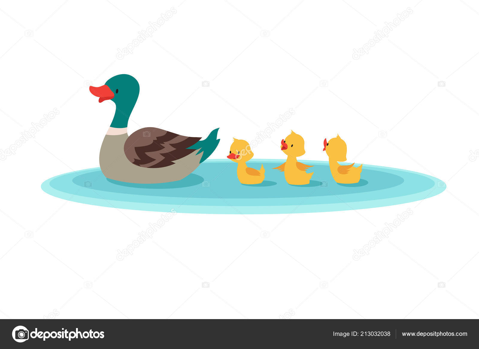 Dessin Coloré Canard Jaune Sur Leau