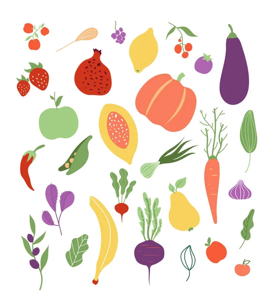 Vegetables fruit. Fruits vegetable food healthy logo vegetal meal clipart isolated set