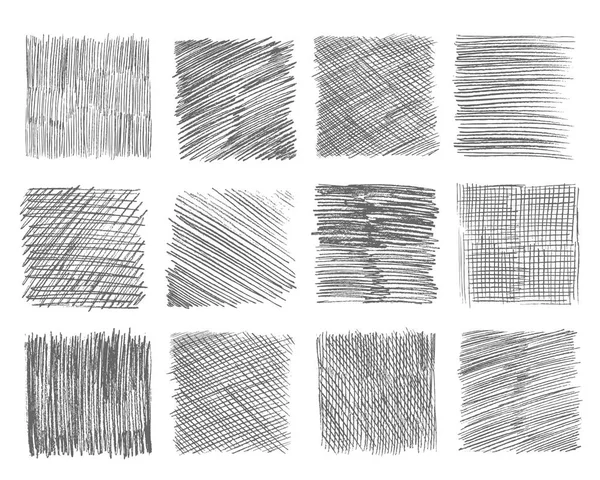 Sketch hatching. Pen doodle freehand line strokes chalk scribble black line sketch grunge handmade vector abstract textures. Scribble chalk, sketch freehand line drawing