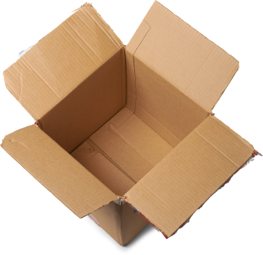 Yukarıdan alınan, kapalı karton kutu izole edilmiş beyaz arkaplan, ambalaj, taşınma, nakliye veya teslimat için kullanılan model şablon