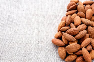 badem avuç yakın çekim keten malzeme kopya alanı metin için