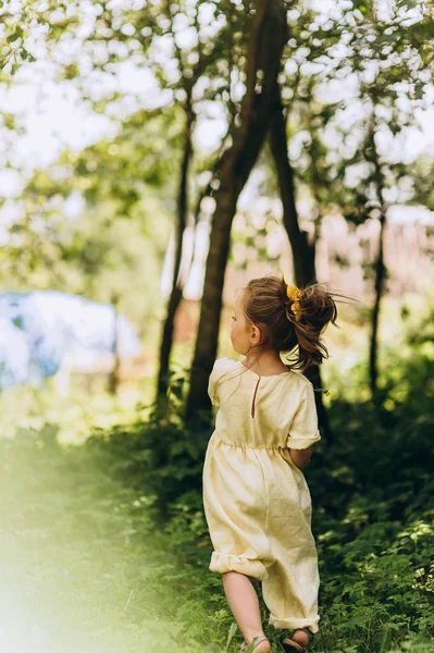 Schattig Klein Meisje Met Blond Haar Buitenshuis — Stockfoto