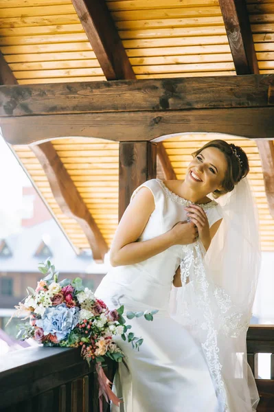 Bela Noiva Manhã Antes Casamento — Fotografia de Stock