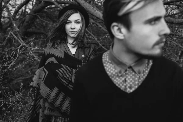 Beautiful Young Couple Posing Outdoors — Stock Photo, Image