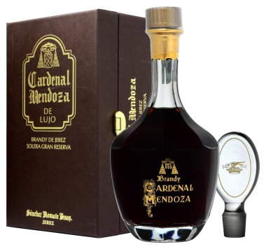 Venedik - Haziran 2018. Şişe brendi Cardenal Mendoza De Lujo 70cl, %40 Vol.