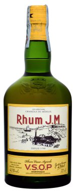 Venedik - Ağustos 2018. Şişe rom J.M şampanya 70cl, % 43 Vol.