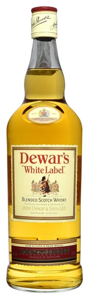 Venice August 2018 Bottle Scotch Whisky Dewar White Label Liter — Stock Photo, Image