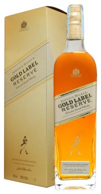 Venedik, İtalya - Ekim 2019. Viski şişesi Johnnie Walker Altın Etiket Rezervi 1 litre Vol% 40.