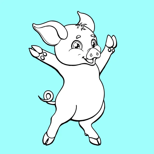 Mavi arka plan üzerinde sevimli domuz kontur