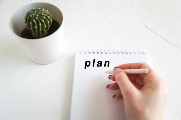 Notebook Pencil White Table Top View — Stock Photo, Image