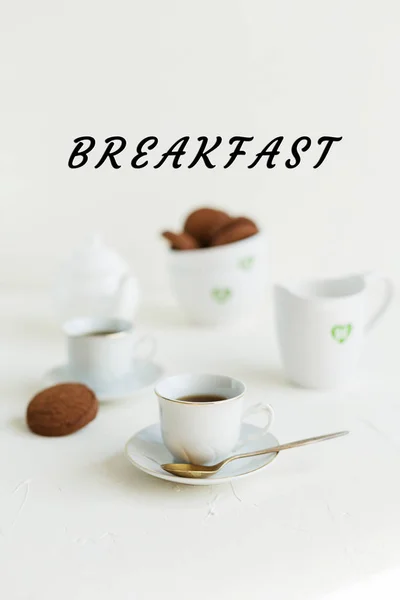 Manifesto Tipografico Immagine Con Testo Bianco Colazione — Foto Stock