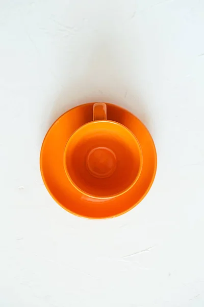 Orange Empty Cup Isolated Top View Copy Space — Stock Photo, Image