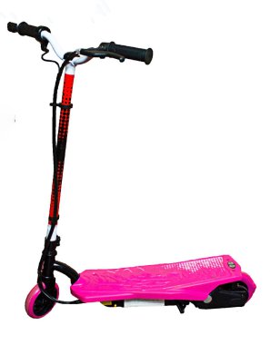 Küçük pembe elektrikli scooter izole