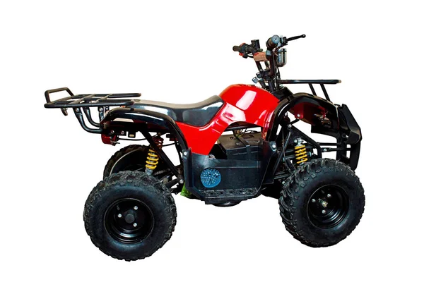 Red a-tv quad bike isolated, gorizontal view
