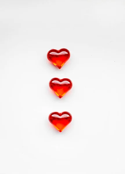 Draufsicht Auf Rote Herzen Auf Weißem Hintergrund Valentinstag Konzept — Stockfoto