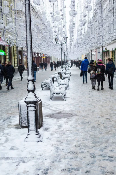 Москва Российская Федерация 2018 Улица Никольская Несколько Мест Центре Города — стоковое фото