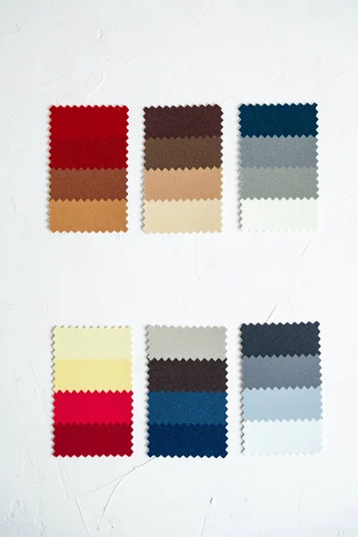 Top View Colorful Felt Swatches White Concrete Table Image Maker — Stock Photo, Image
