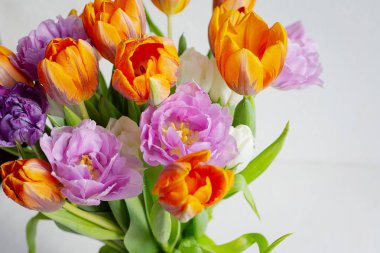 Güneşli bir günde renkli bahar lale bouquete