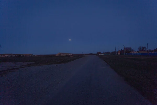 Siluetas al final de la noche de primavera en el campo — Foto de Stock