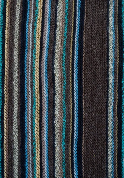 Breien Textiel Fragment Handgemaakte Met Strips Achtergrond — Stockfoto
