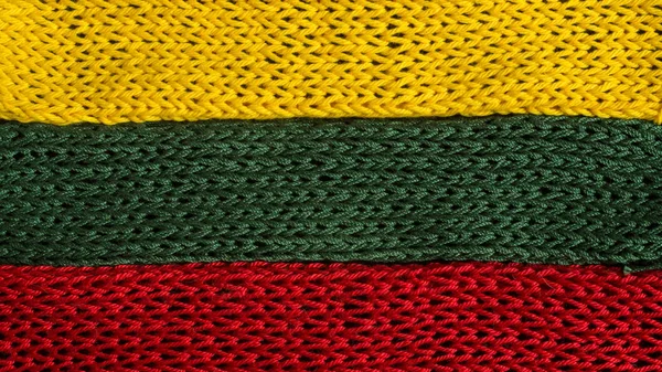 Fragments Tricotés Des Couleurs Drapeau Rouge Vert Jaune — Photo