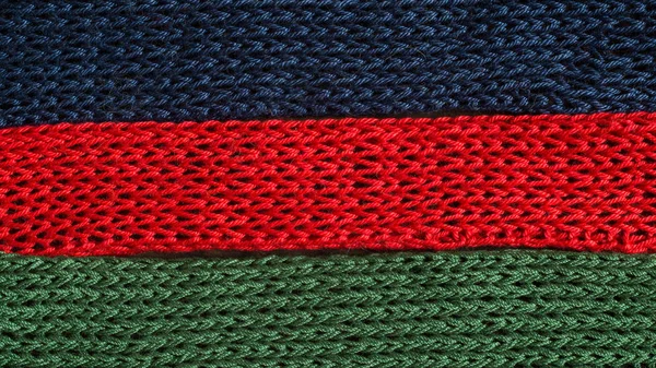 Knitted Fragments Flag Colors Red Blue Green — Stock Photo, Image