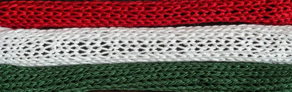Stickad Fragment Flaggan Färger Röd Vit Grön — Stockfoto