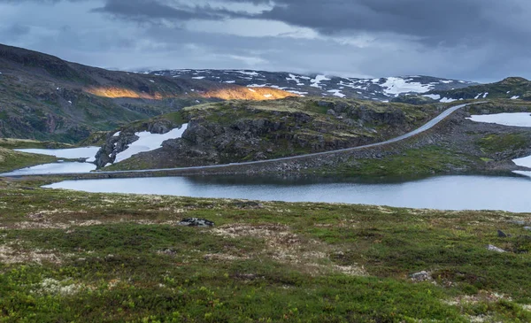 Górskiej Trasie National Tourist Aurlandstjellet Flotane Bjorgavegen Zachodniej Norwegii — Zdjęcie stockowe