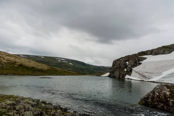 Hegyi Táj Nemzeti Turisztikai Útvonal Aurlandstjellet Flotane Nyugat Norvégia — Stock Fotó