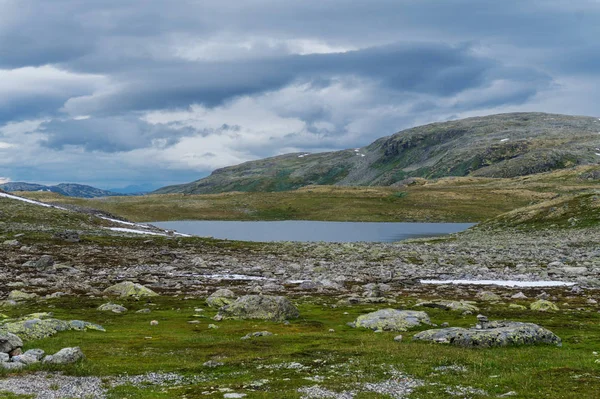 Aurlandstjellet Ulusal Turizm Rota Boyunca Dağ Manzarası Flotane Batı Norveç — Stok fotoğraf