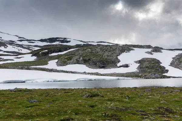 Горный Пейзаж Вдоль Национального Туристического Маршрута Aurlandstjellet Флотан Западная Норвегия — стоковое фото