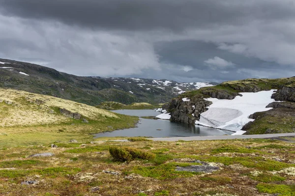 Górskiej Trasie National Tourist Aurlandstjellet Flotan Bjorgavegen Zachodniej Norwegii — Zdjęcie stockowe