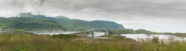 Fredvang Köprüler Fredvangbruene Iki Konsol Köprüler Flakstad Nordland Lçesi Norveç — Stok fotoğraf