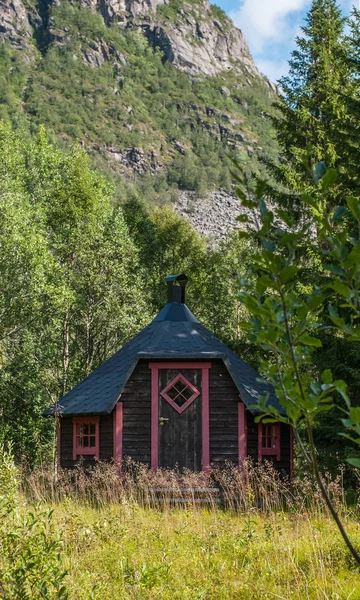 Dřevěné Lázně Kamny Centru Norsko — Stock fotografie