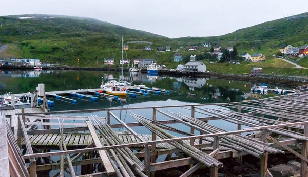 Berço Prateleira Madeira Para Secar Código Ilha Soroya Noruega — Fotografia de Stock