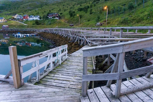 Berço Prateleira Madeira Para Secar Código Ilha Soroya Noruega — Fotografia de Stock