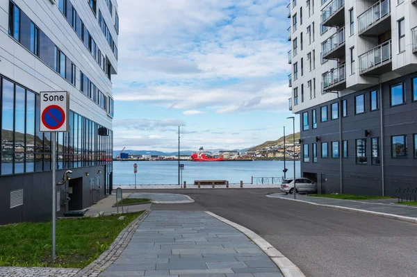 Hammerfest Srpna Street Panorama Hammerfest Srpna 2017 Hammerfest Norsko — Stock fotografie