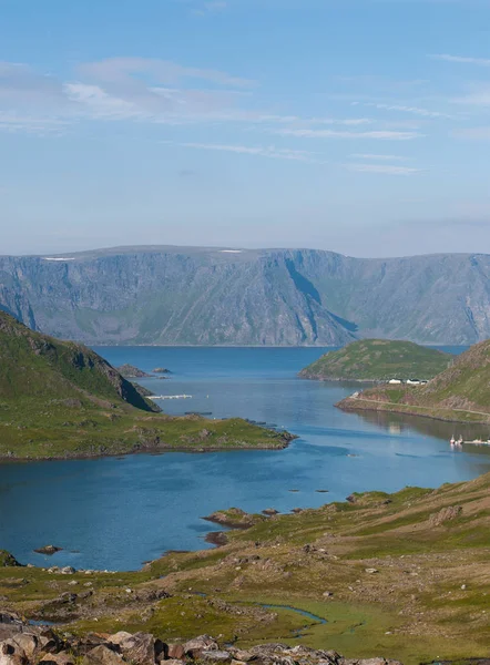 Vista Exploração Piscícola Fiorde Norte Noruega — Fotografia de Stock