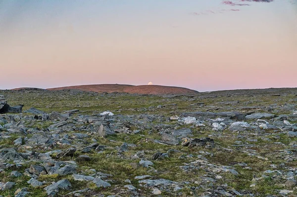 Rotsachtig Terrein Vegetatie Het Eiland Mageroya Noorwegen — Stockfoto