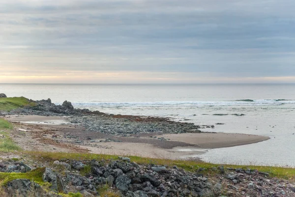 Świt Wybrzeżu Morza Barentsa Półwyspu Varanger Finnmark Norwegia — Zdjęcie stockowe