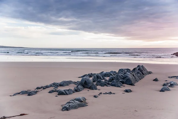 Amanecer Costa Del Mar Barents Península Varanger Finnmark Noruega — Foto de Stock