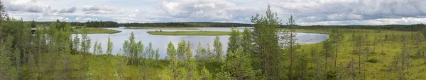 Karakteristiska landskap av tundran, sjön och vegetation, fin — Stockfoto