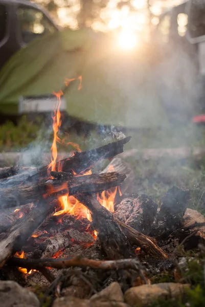 Lagerfeuer im Wald — Stockfoto