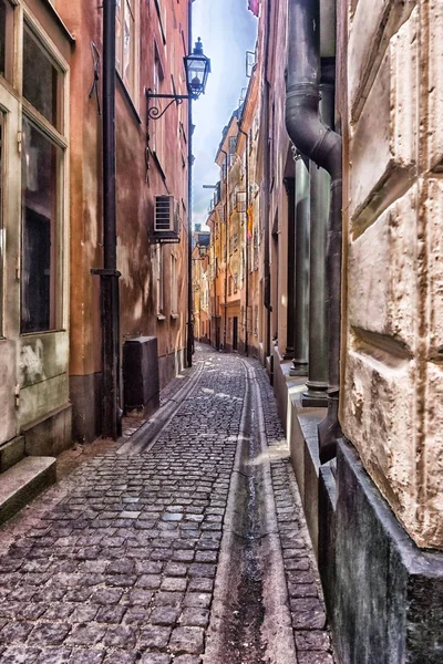 Narrow street in Old Town in Stockholm, Sweden — Stock Photo, Image