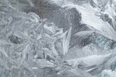 Buzlu kış penceresinde güzel süs