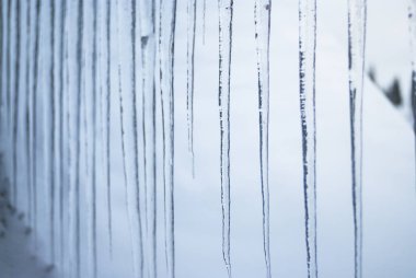 Birçok buz buz sarkıtları Satır