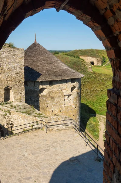 View from window of Kamianets-Podilskyi Fort, Ukraine — Stock Photo, Image