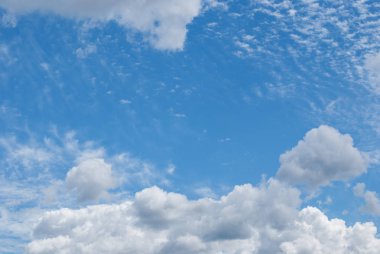 Parlak mavi gökyüzünde beyaz bulutlar